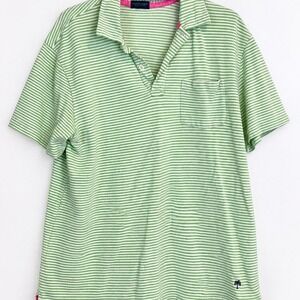 Lilly Pulitzer Green & White Striped Polo